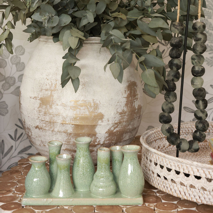 Ceramic - 7 teal vases