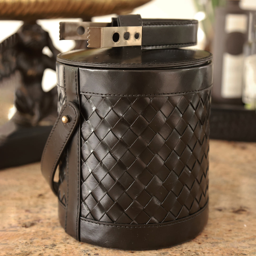 Ice Bucket Leather with Tong – Plaited