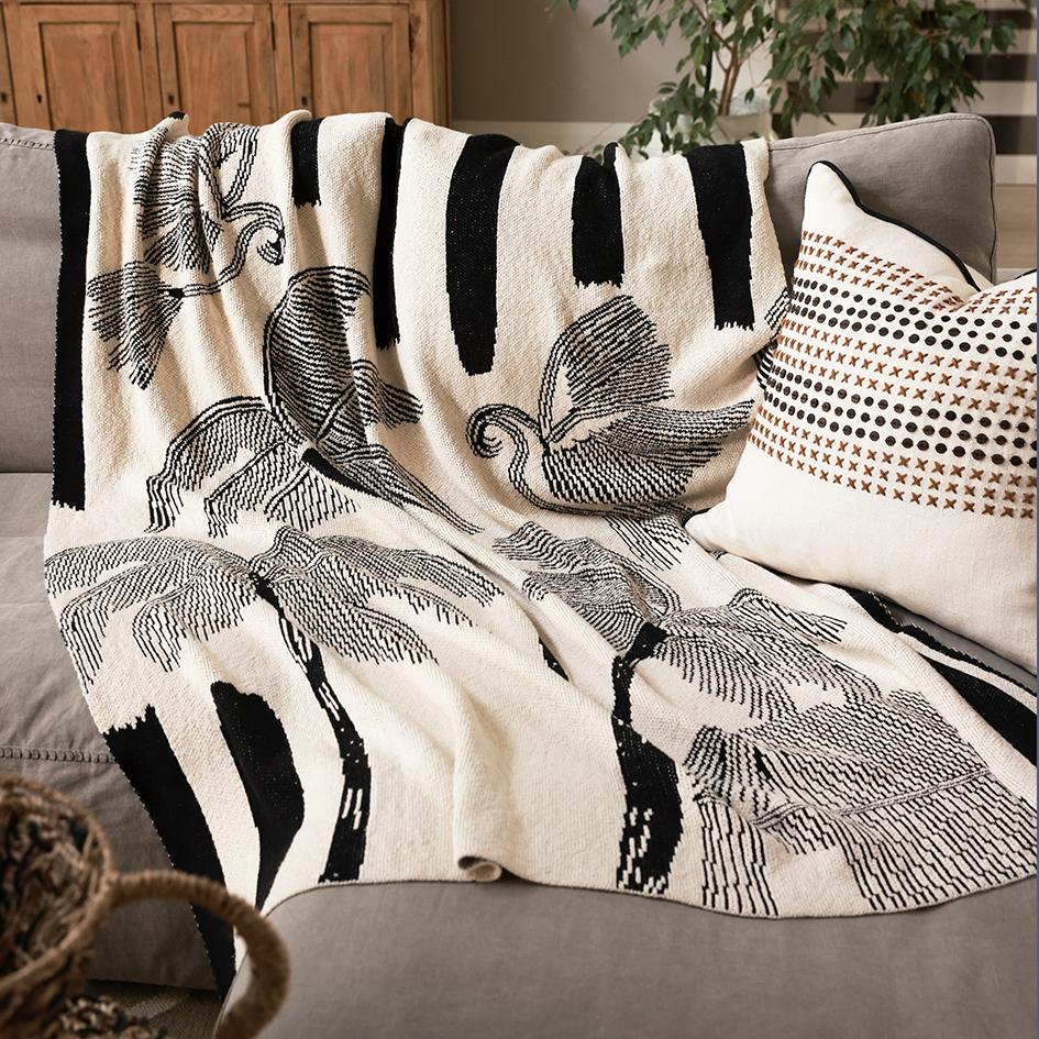 Throw Bird and Palm 100% Cotton