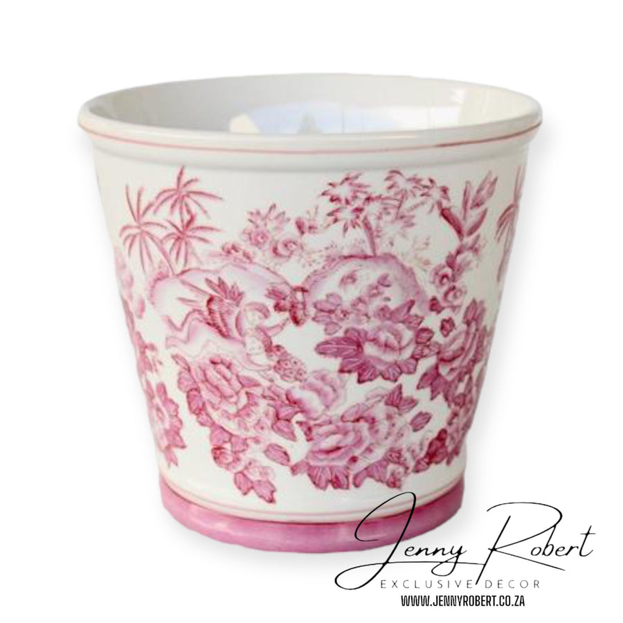 Chinoiserie Pink and White Planter (33cm)