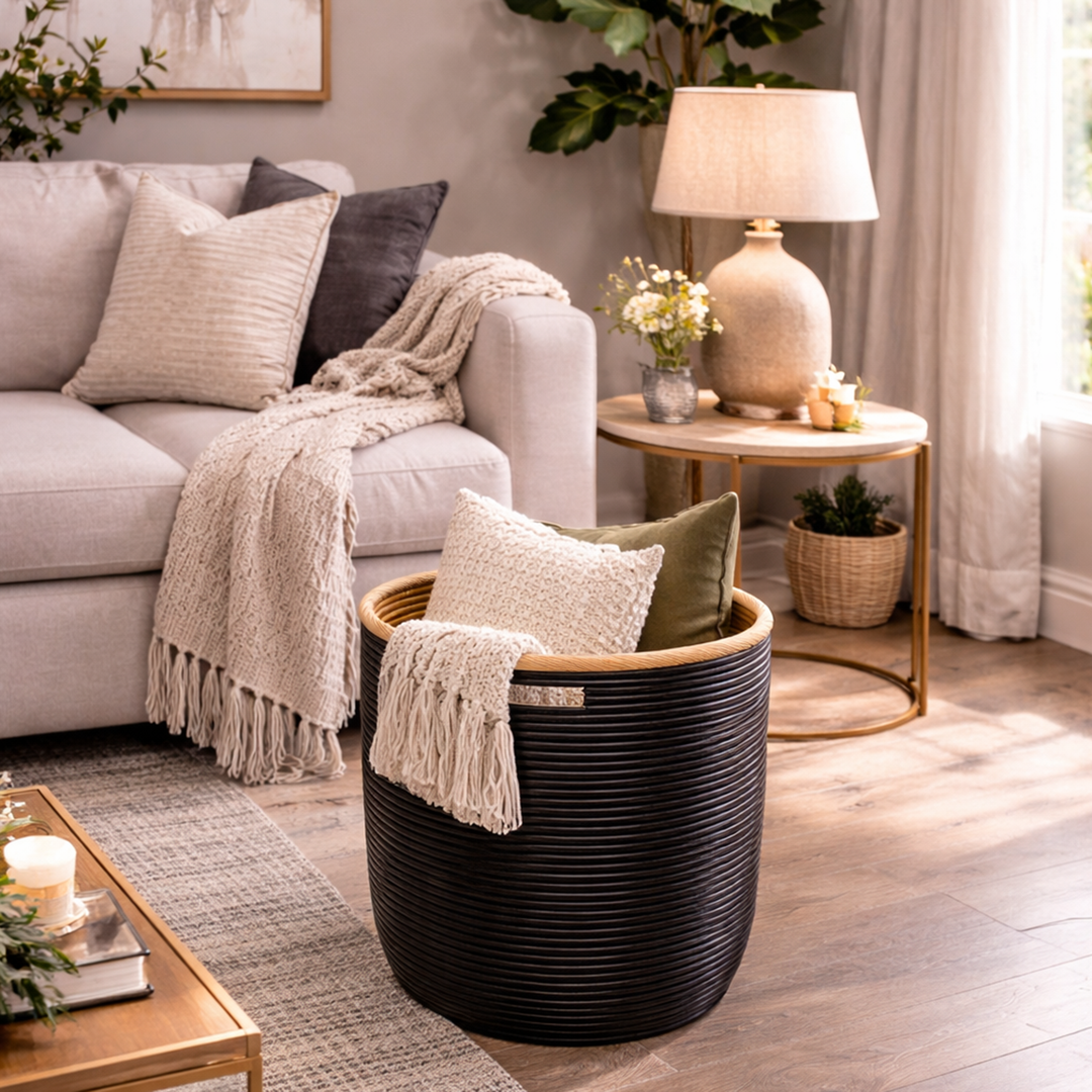 Rattan Ralph storage basket - Black