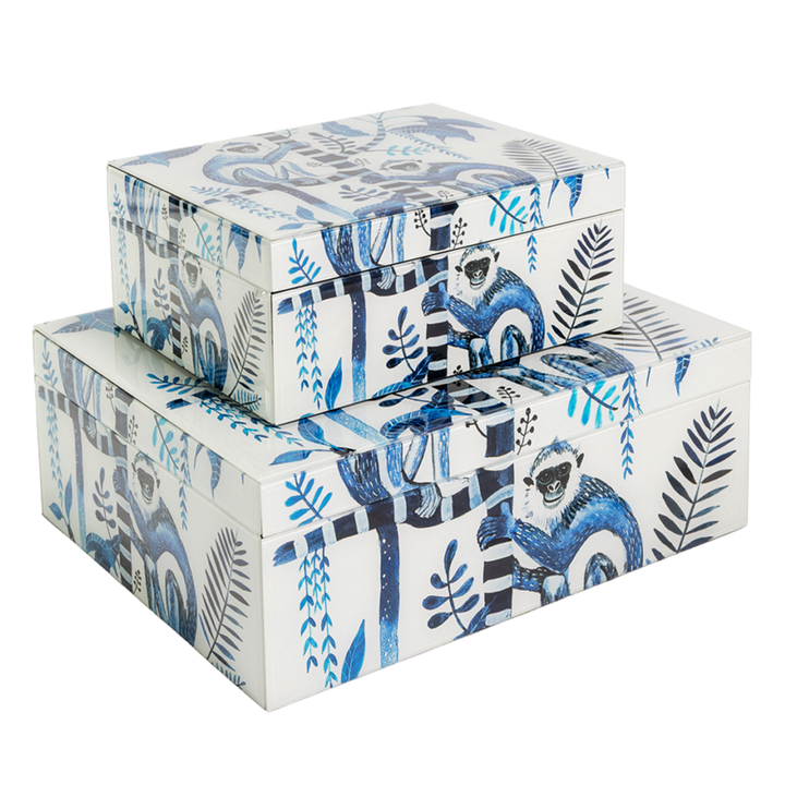 Decorative Box - Glass Box Blue Monkey Business