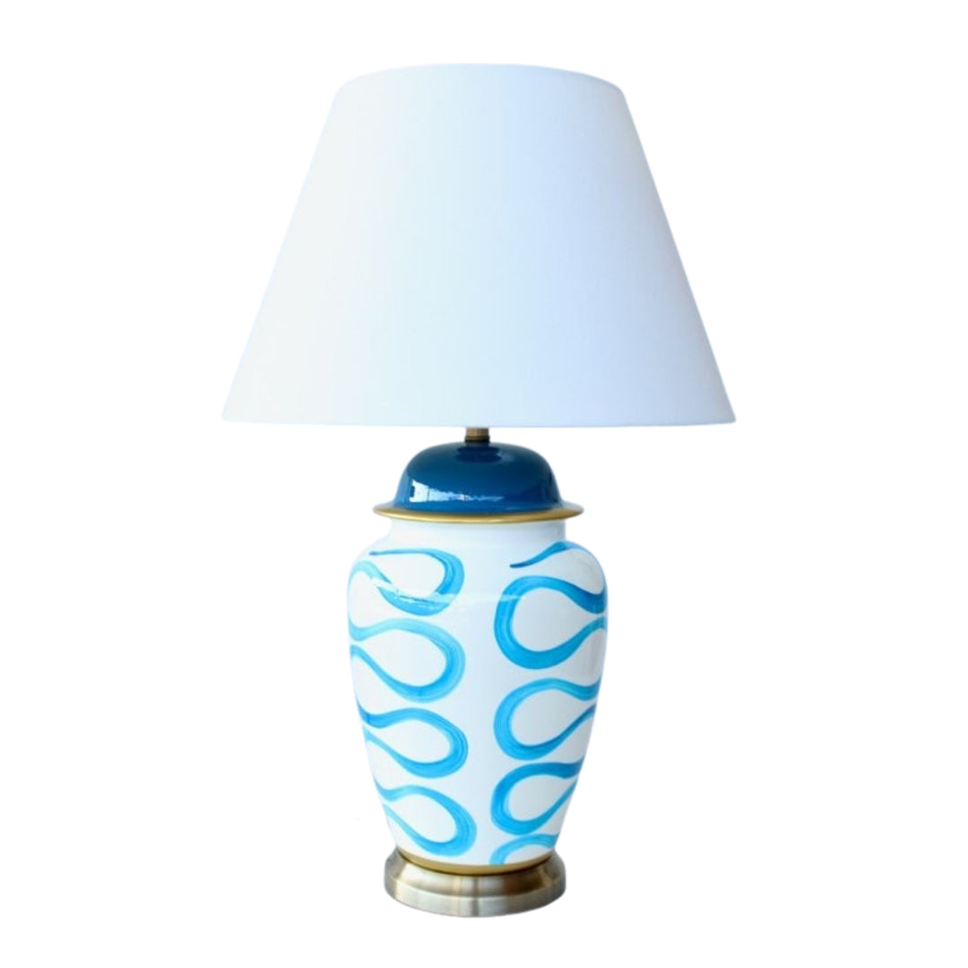 Lamp - Blue Squiggle with White Shade