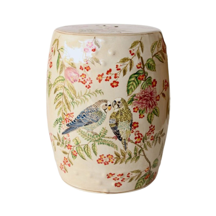 Ceramic Stool Colourful Budgie