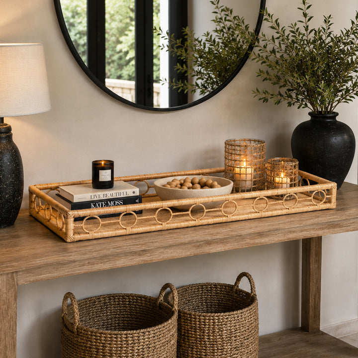 Tray – Rattan X-Large with Pattern - A Statement Piece