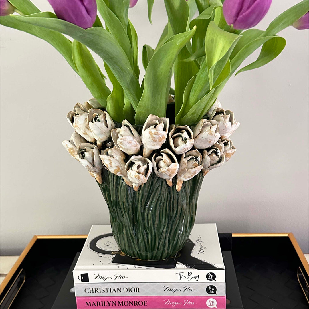 Ceramic - Elegant Green Tulip Vase