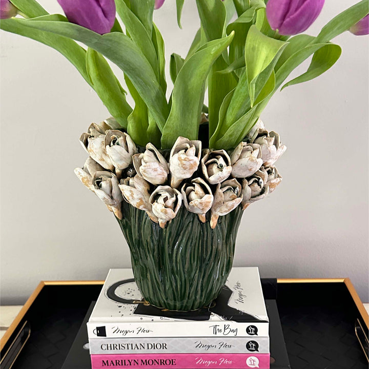 Ceramic - Elegant Green Tulip Vase