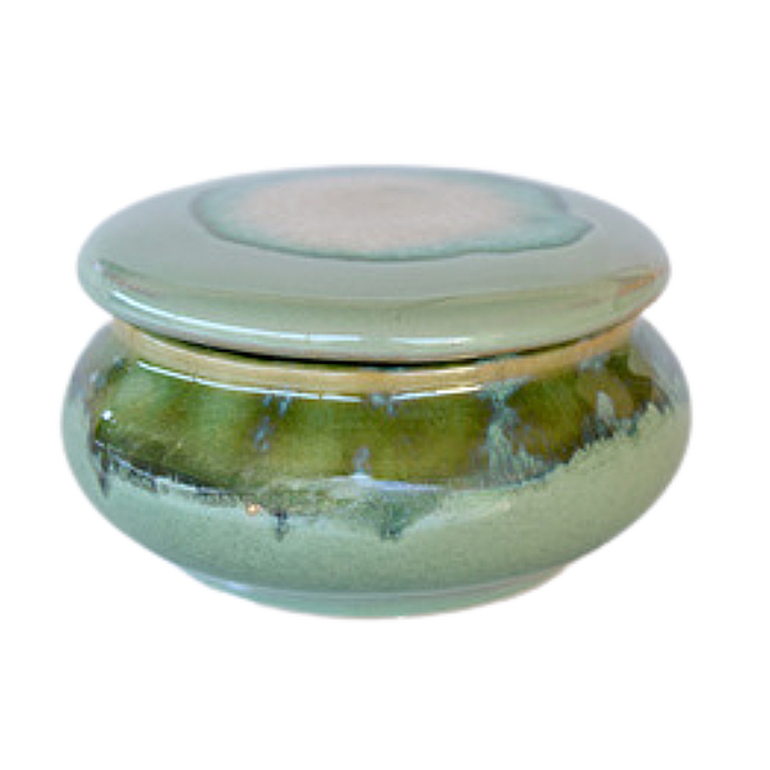 Candle - Variegated jade ceramic jar with lid