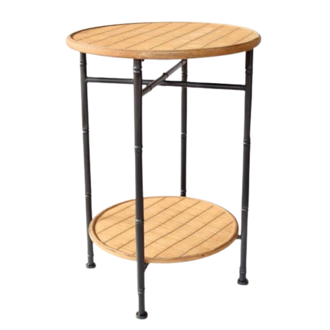 Round 2 Tier with Rattan & Metal Side Table