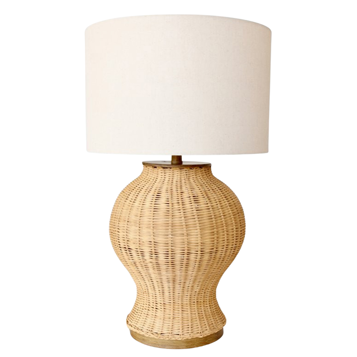 Large Natural Cane Lamp with Shade