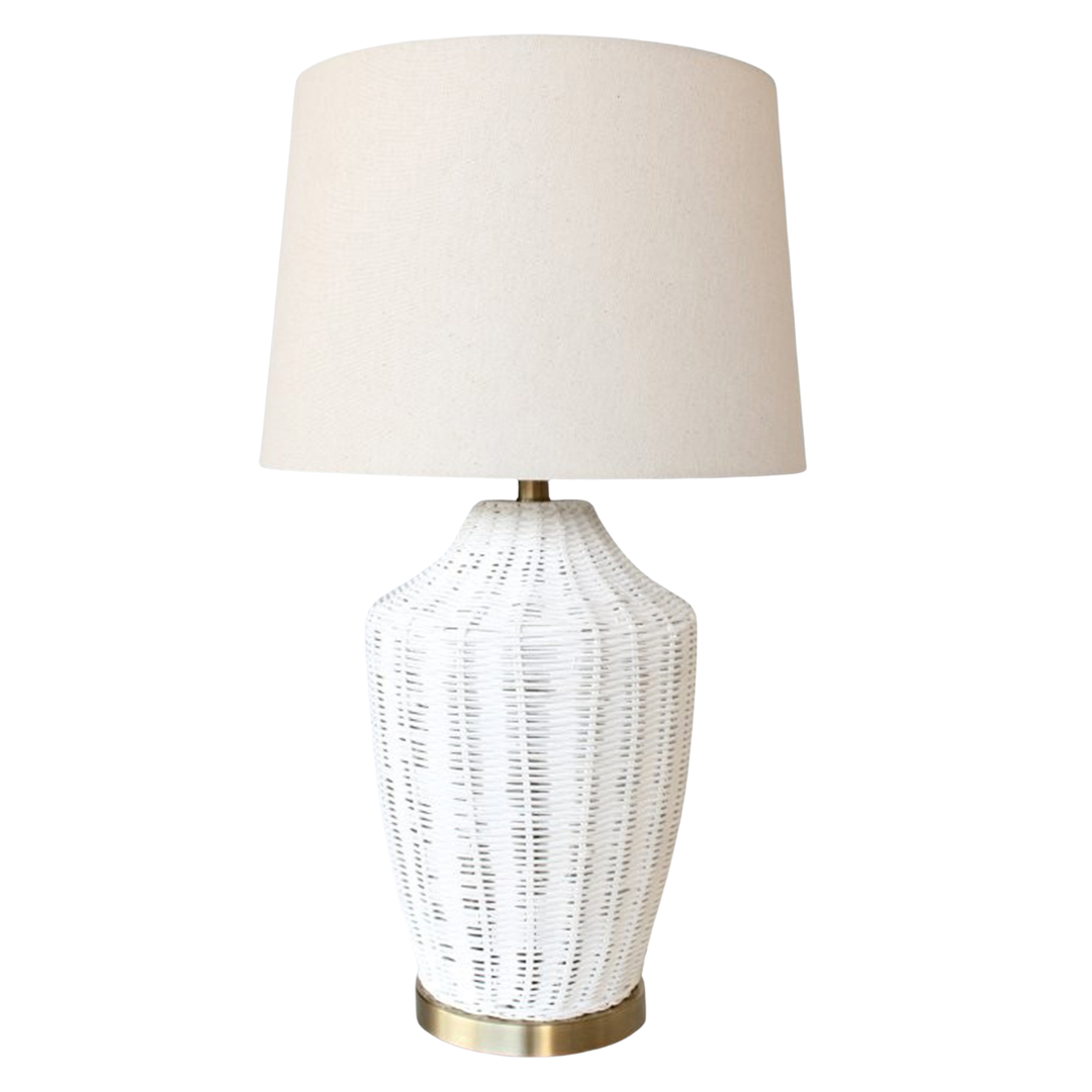 White Cane Lamp with Shade