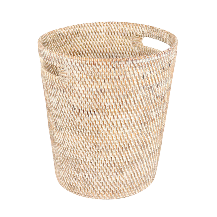 Rattan Wastepaper Basket Bin with handles