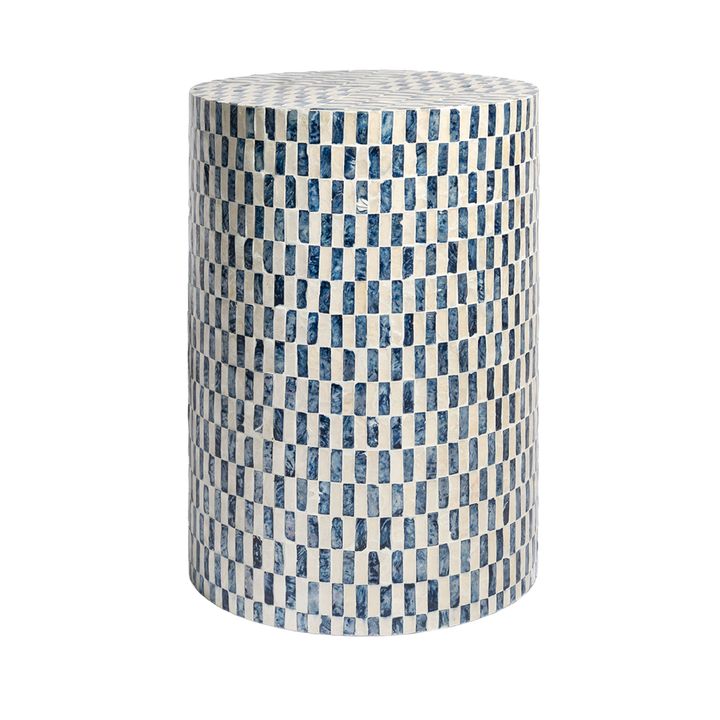 Stool - Mother of pearl Blue and Off White Mosaic