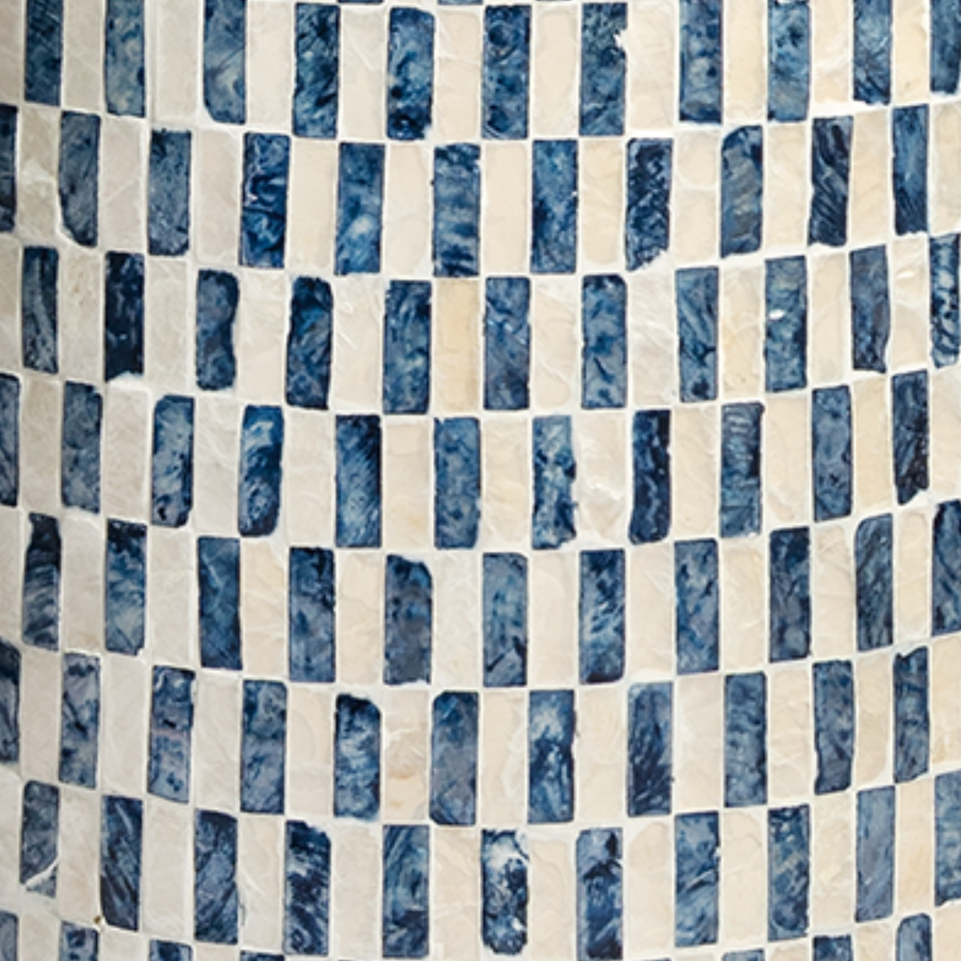Stool - Mother of pearl Blue and Off White Mosaic