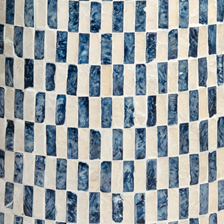 Stool - Mother of pearl Blue and Off White Mosaic