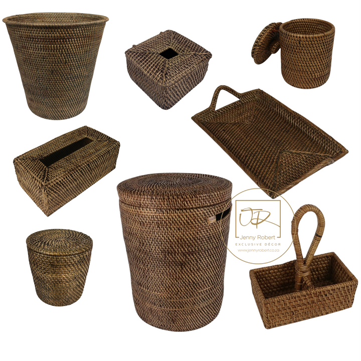 Rattan Bathroom Accessories - Oriental Brown