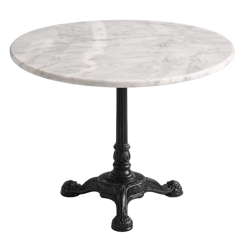 Grey Round Marble Bistro Table with Cast Iron Legs
