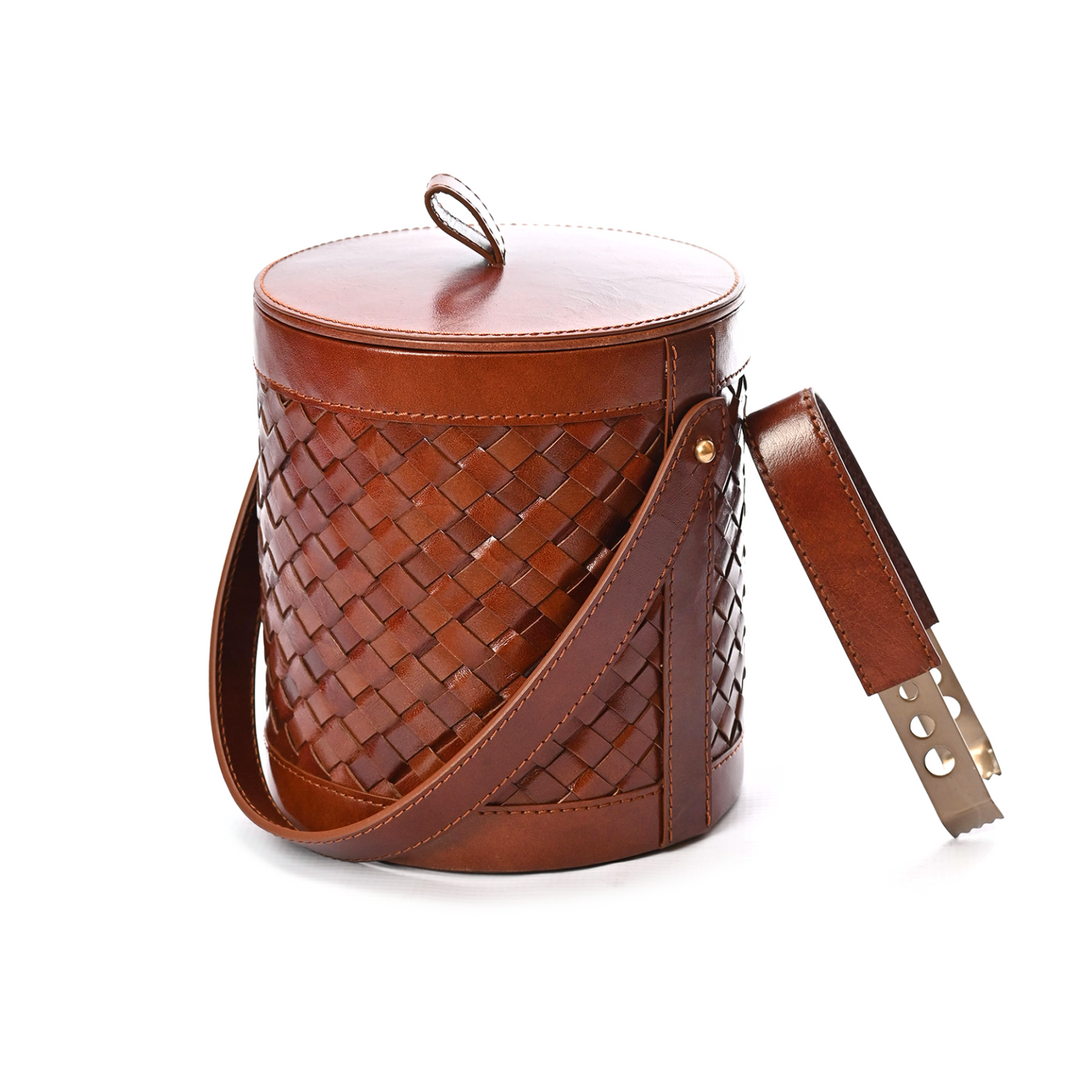 Ice Bucket Leather with Tong – Plaited