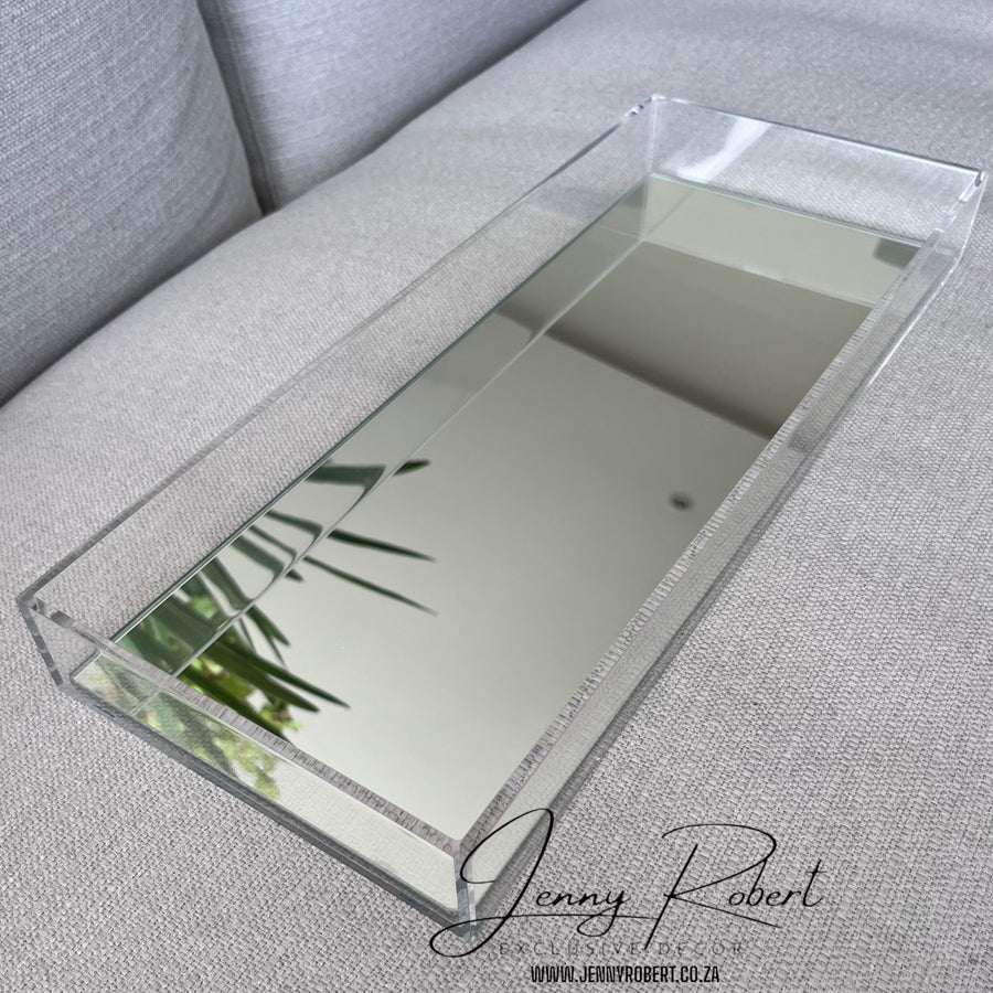 Vanity Tray Acrylic/ Perspex Tray with Mirror Base (No handles)