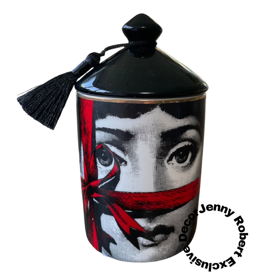 Ceramic Fornasetti Look Designer Candle Jar