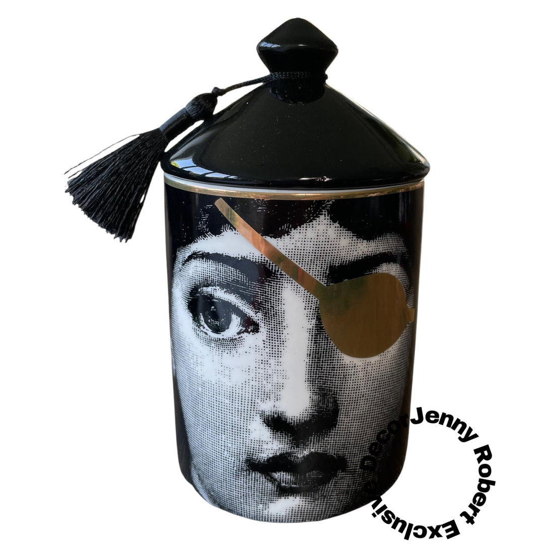 Ceramic Fornasetti Look Designer Candle Jar