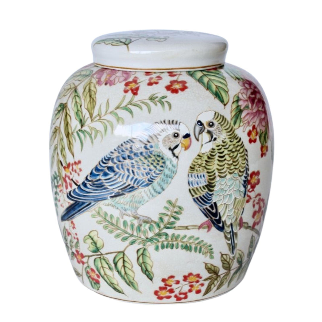Ceramic Jar Colourful Budgie