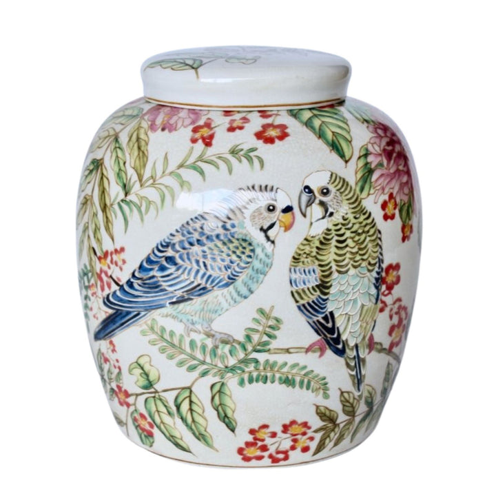 Ceramic Jar Colourful Budgie