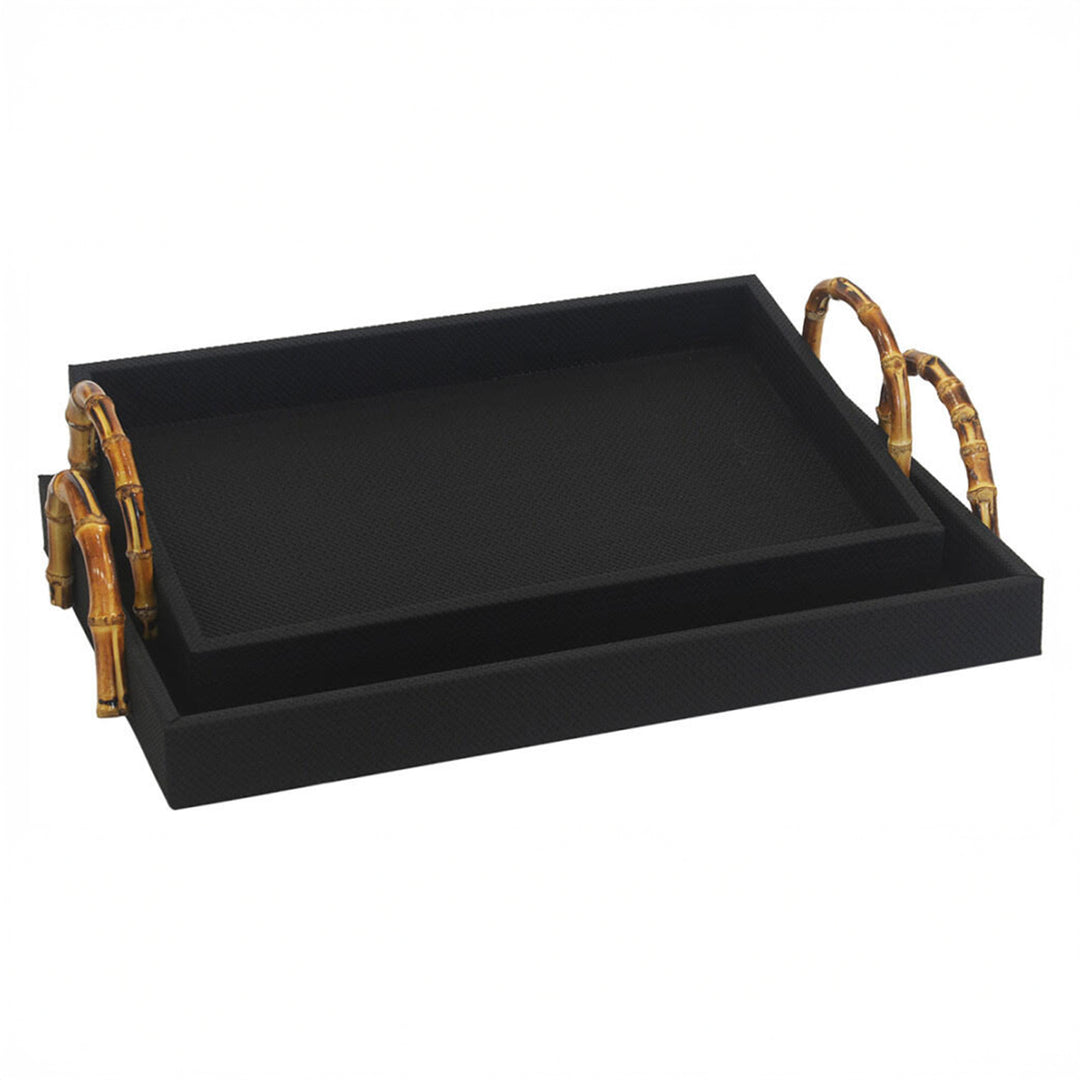 Tray - Shagreen Lattice Rectangle Tray - Black