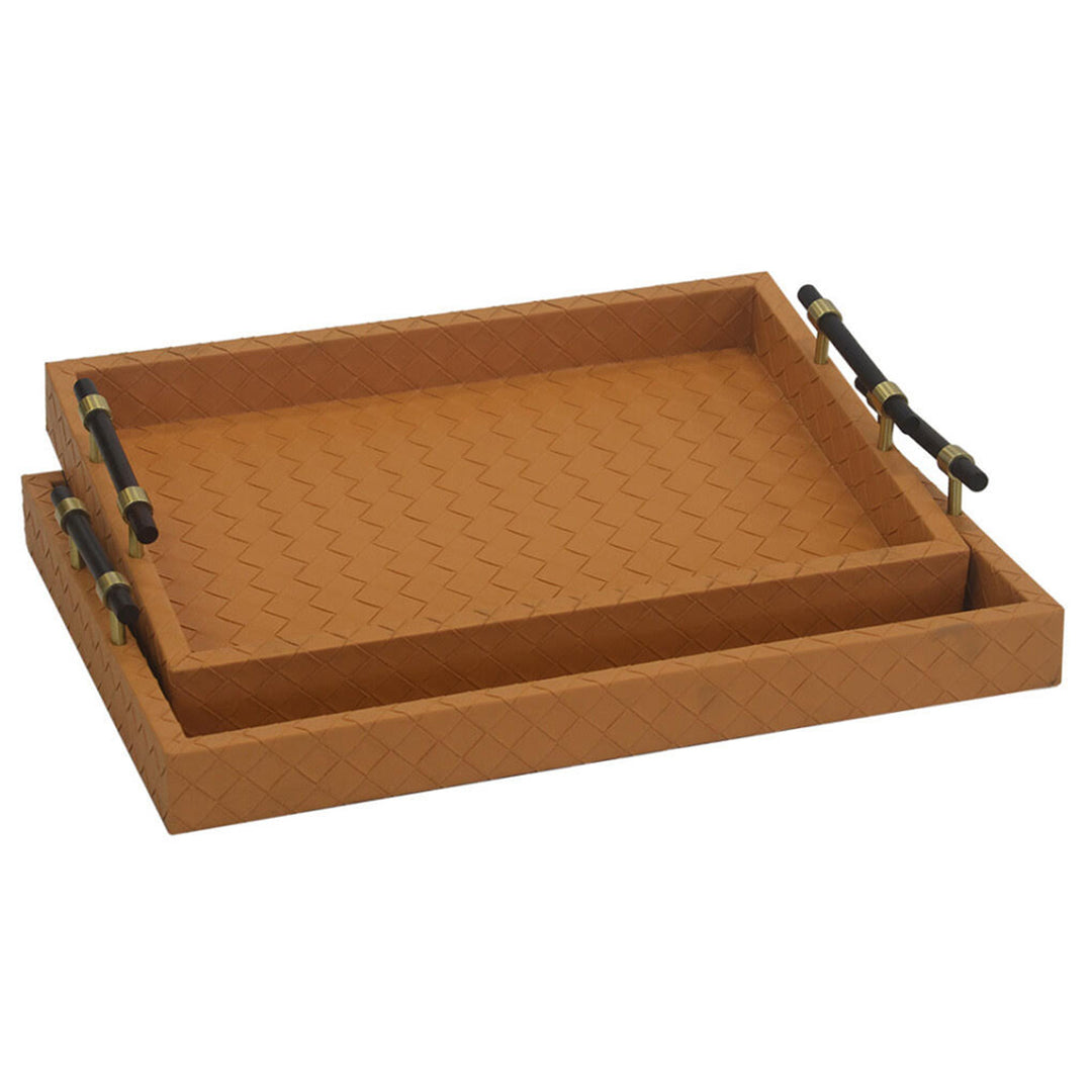 Tray - Shagreen Lattice Rectangle Tray - Tan