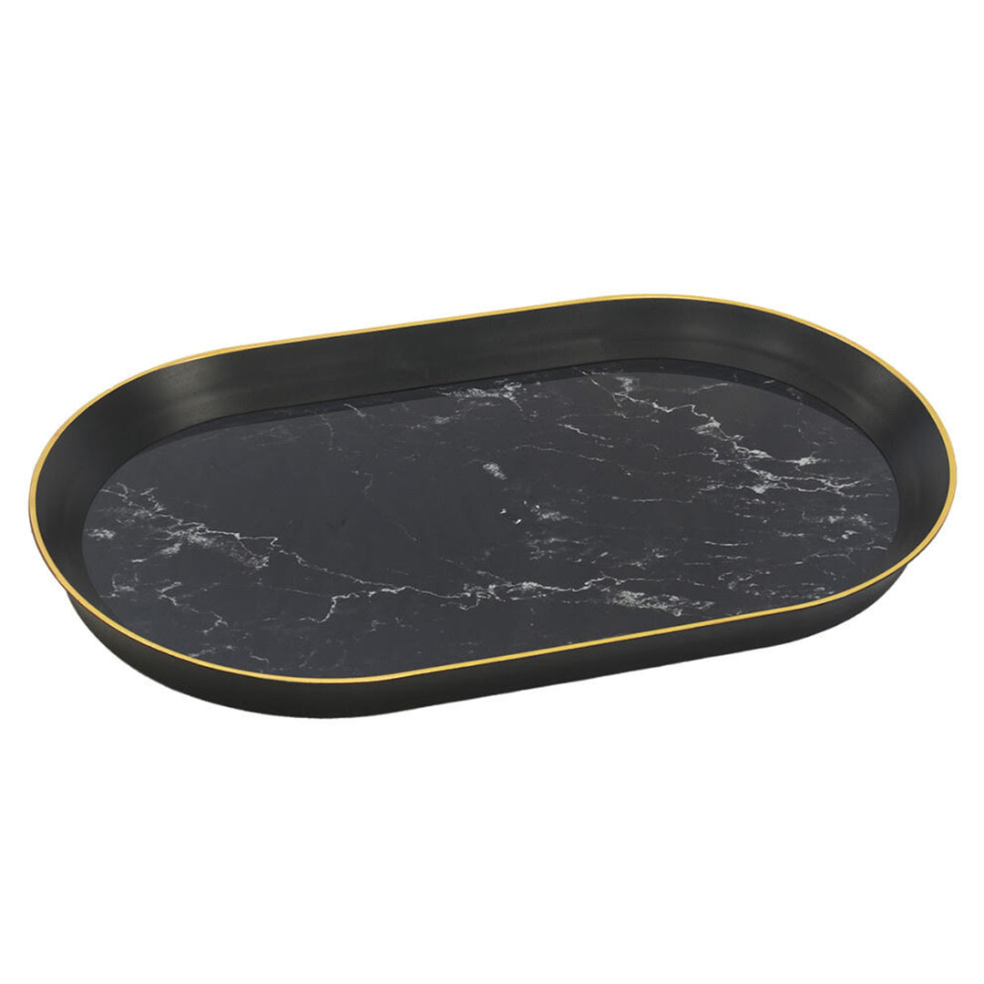Tray Glass Oval - Black