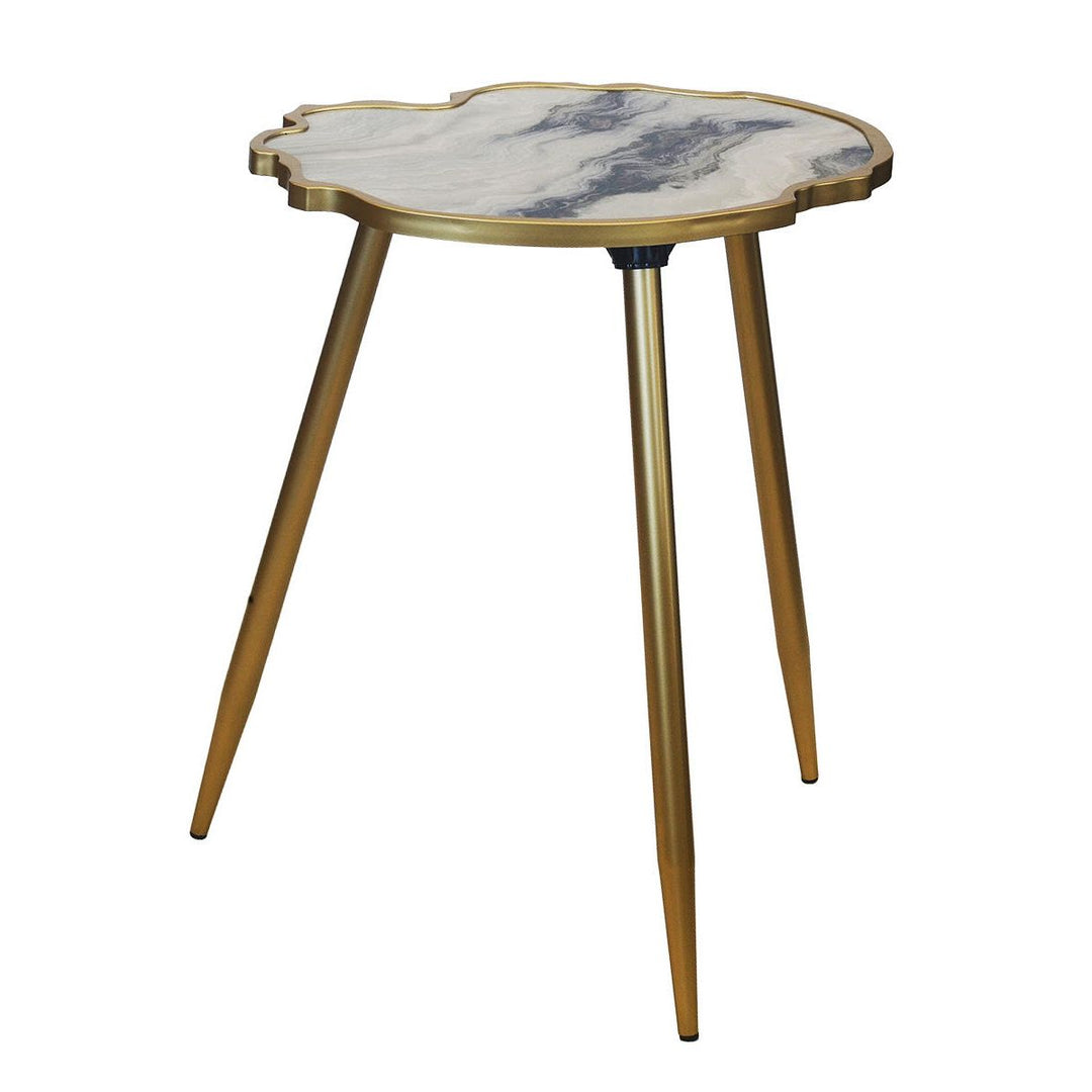 Glass Scalloped Table Marble Cloud