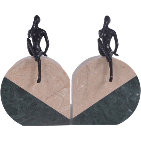 Bookends Metal Man Art on Marble