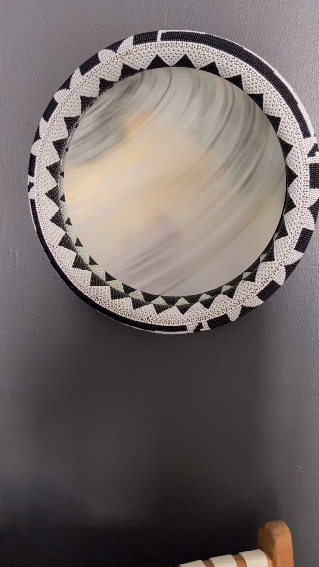 Mirror Traditional Beaded Round - Coloured