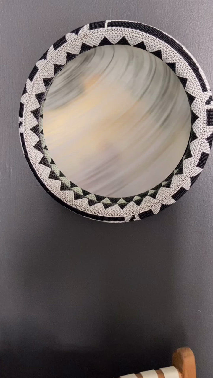 Mirror Traditional Beaded Round - Coloured