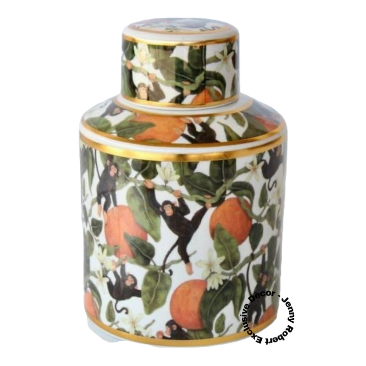 Jar with Lid White Monkey Orange Blossom (21cmH)