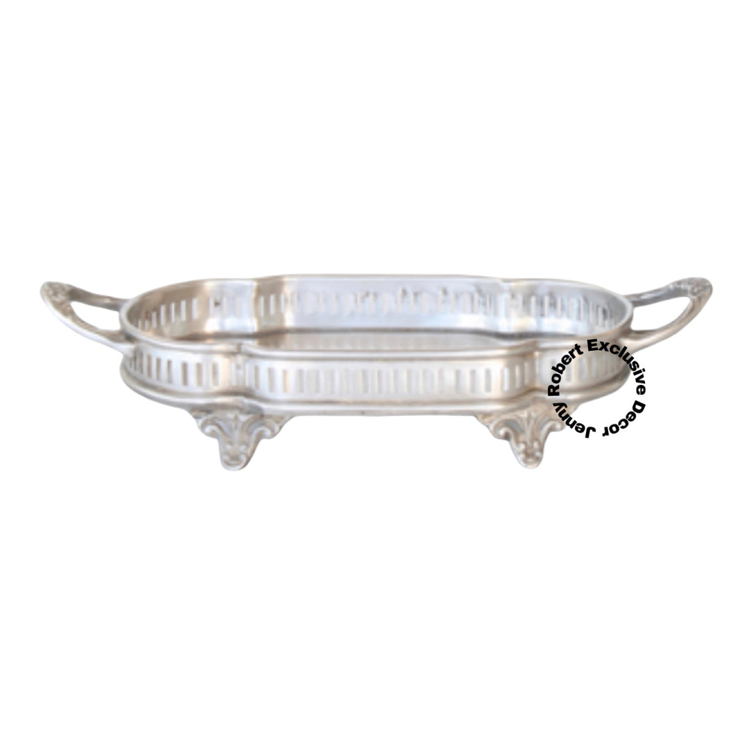 Tray with Feet Oval Silver (30cm)