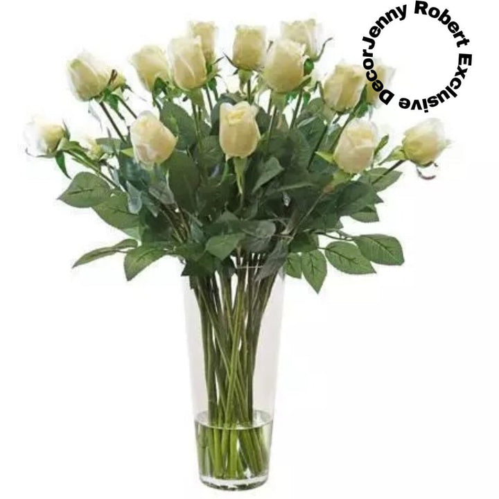 Luxury Real Touch Rose Arrangement - Mint White (70cm)