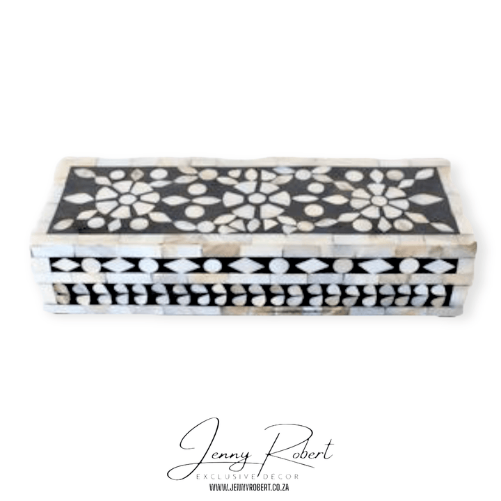 Box Mother of Pearl Box with Lid (Black and Cream) SALE