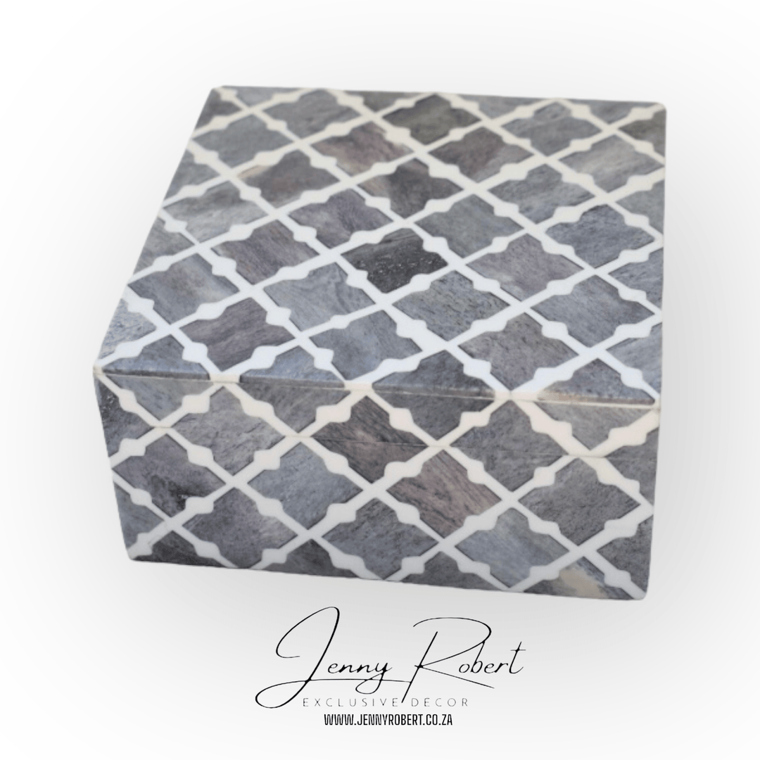 Box Bone Grey & White Patterned Decorative (SALE)