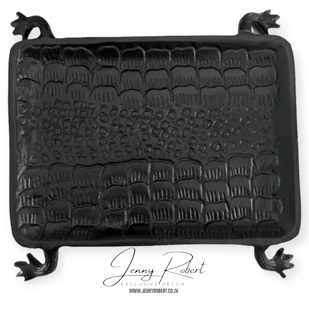 Tray on Feet Croc Skin Pattern Black (23cm)