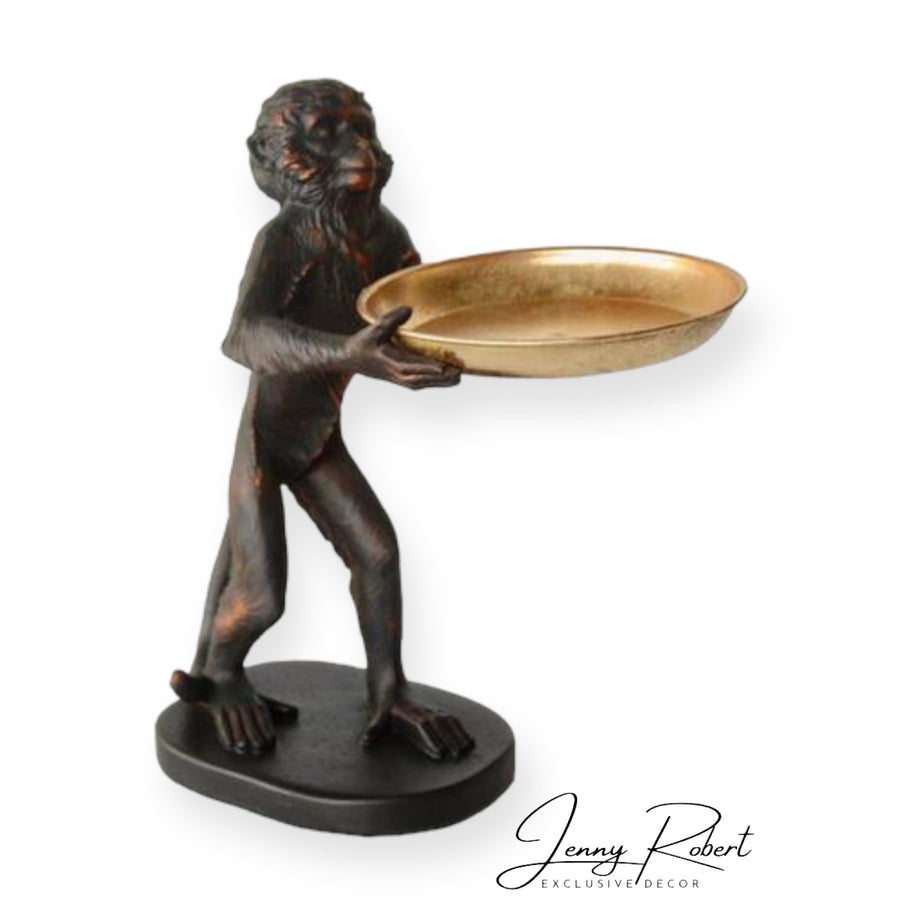 Bronze Monkey with Gold Tray  (LRG)