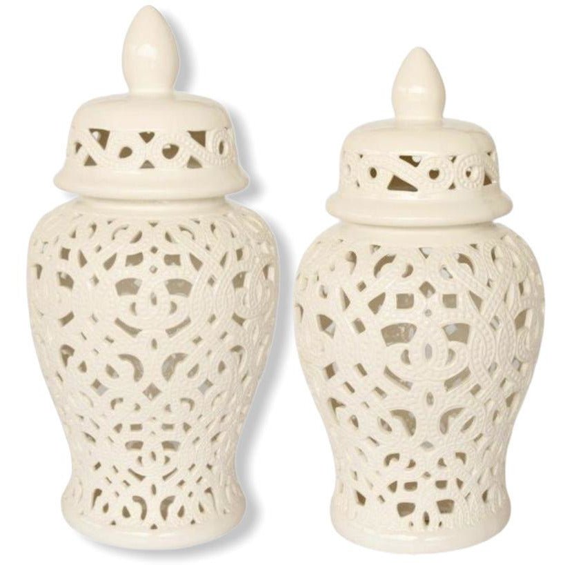 Ginger Jar Textured Patterned Cut Out 51cm (LRG) - Off White