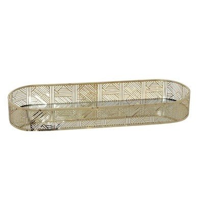 Tray Gold Oval Mirrored