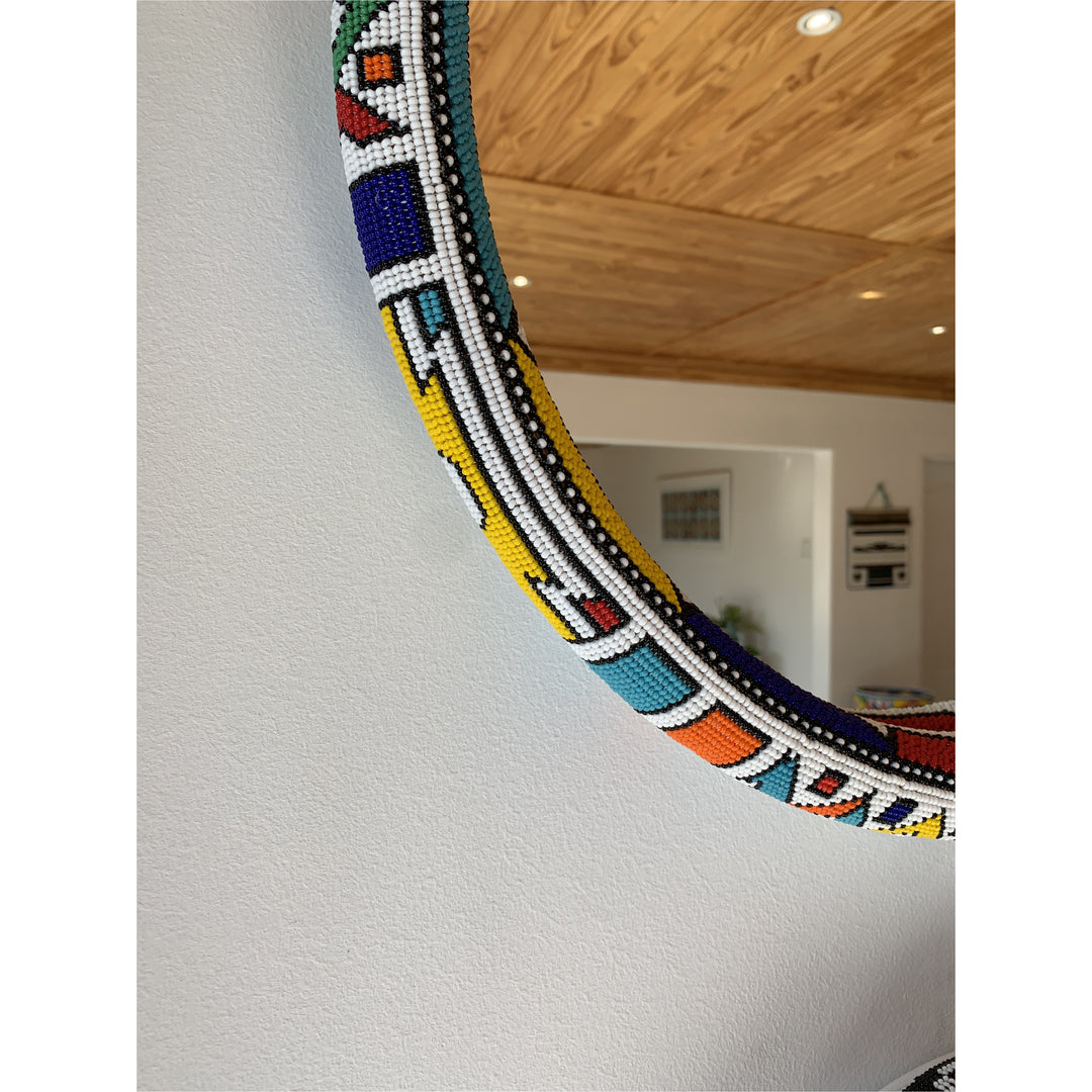 Mirror Traditional Beaded Round - Coloured