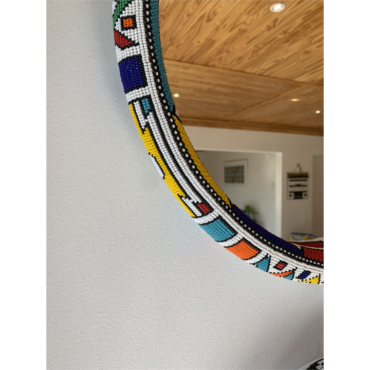 Mirror Traditional Beaded Round - Coloured