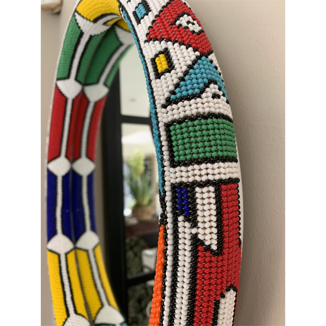 Mirror Traditional Beaded Round - Coloured