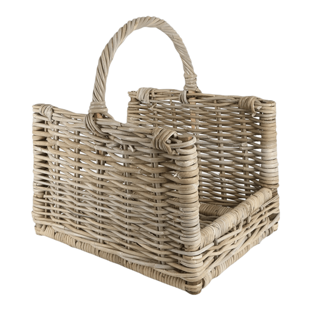 Fire Wood Basket Thick Rattan Grey