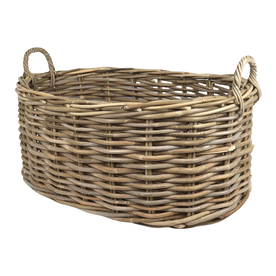 Basket Thick Rattan Oval Grey