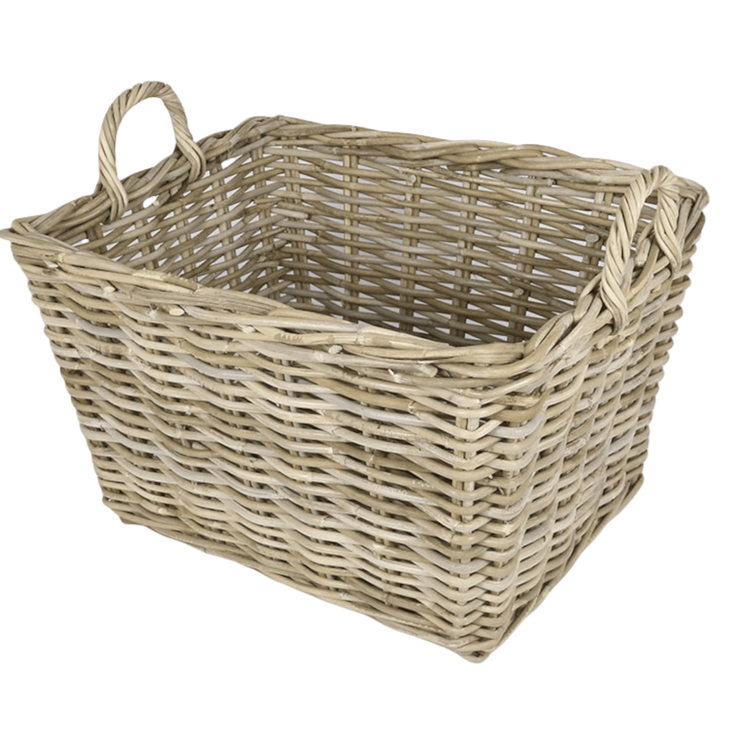 Basket Thick Rattan Rectangular Grey