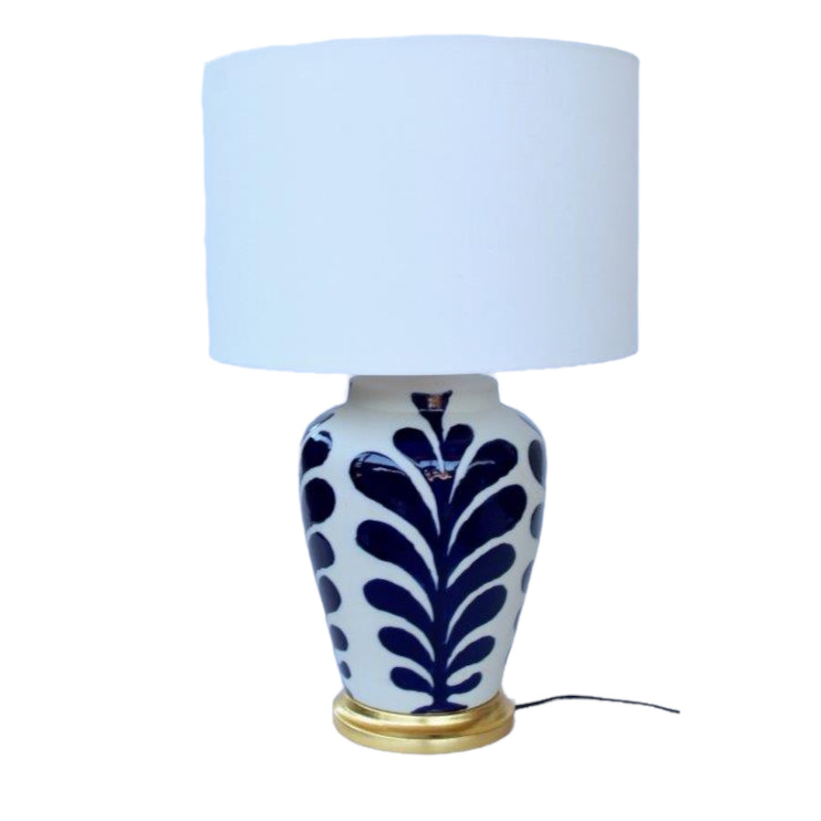 Lamp Blue and White Floral with Shade (62cm)